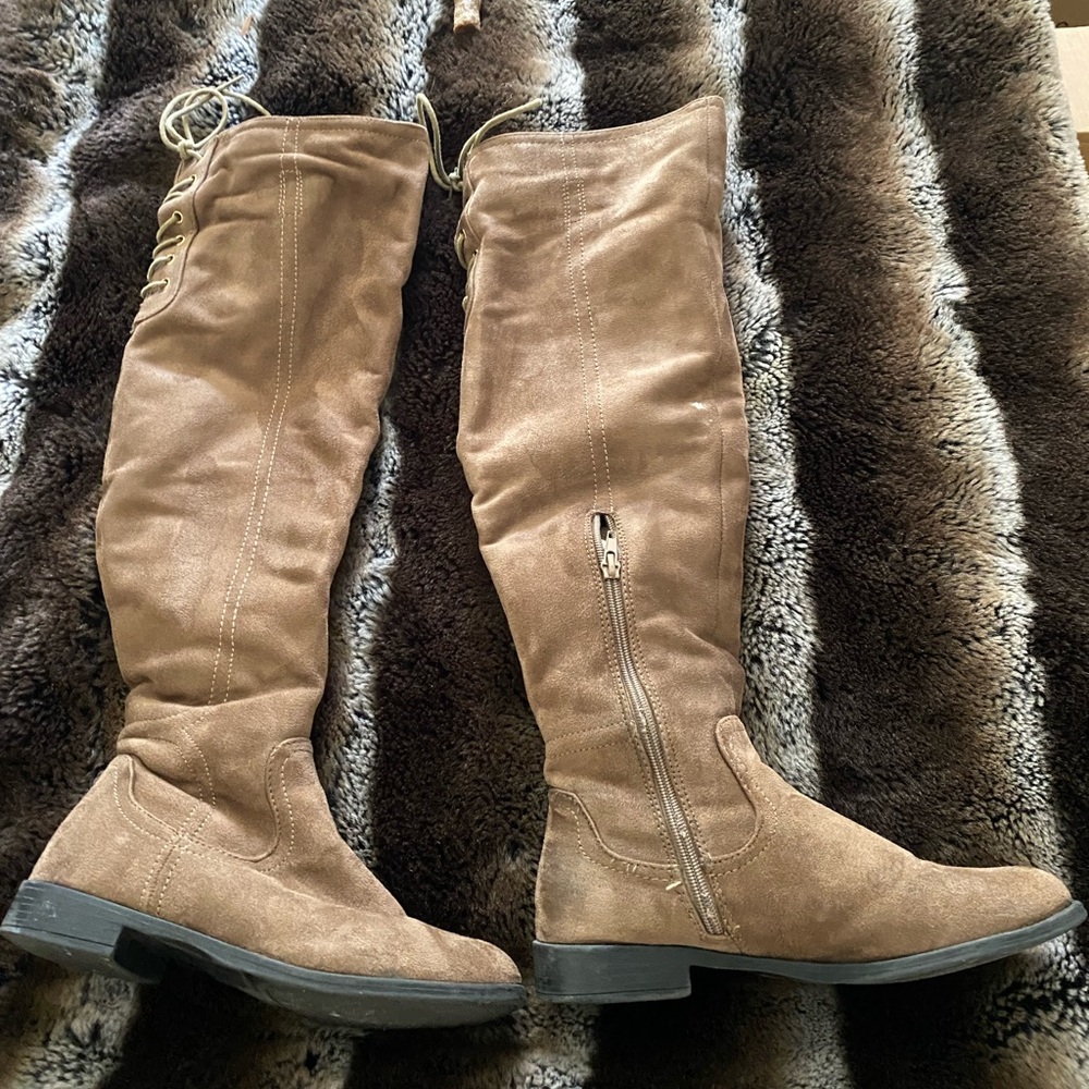 Knee high suede boots